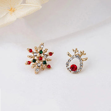 Unique Christmas Elk Snowflake Earring For Women Girls Cute Pearl Rhinestone Christmas Earrings Festival New Year Jewelry Gifts